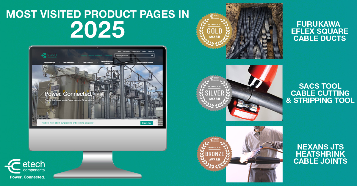 ETechComponents's tweet image. 𝐄-𝐓𝐄𝐂𝐇 𝐖𝐑𝐀𝐏𝐏𝐄𝐃 𝟐𝟎𝟐𝟓 🎁 Our Website’s Most Visited Product Pages in 2025 were… 🥁

🥇 Furukawa #EFLEXSquare Duct — 17,000+ views
🥈 #SACSTool SWA Stripping Tool — 13,000+ views
🥉 @Nexans_ 17-24JTS1 W (CS) MV #HeatShrink Joints — 10,000+ views

#PowerConnected