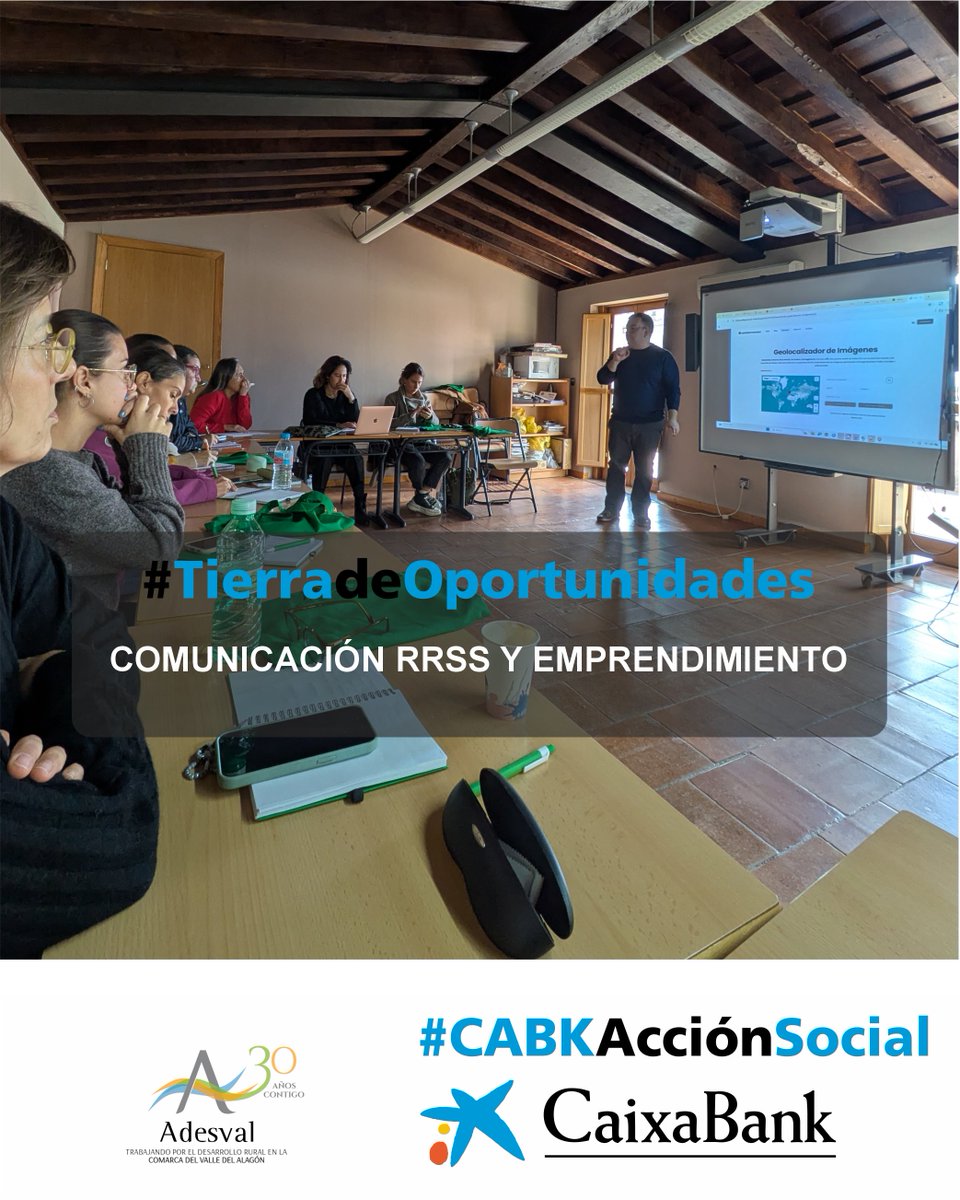 adesval_org's tweet photo. Seguimos recordando formaciones del programa #TierradeOportunidades. Un proyecto que pretende reactivar la vida y la actividad económica del #ValledelAlagón en colaboración con @caixabank. En este caso #inteligenciaartificial aplicada a #Comunicación en RRSS.
#Adesval https://t.co/3pAa1IxVdP