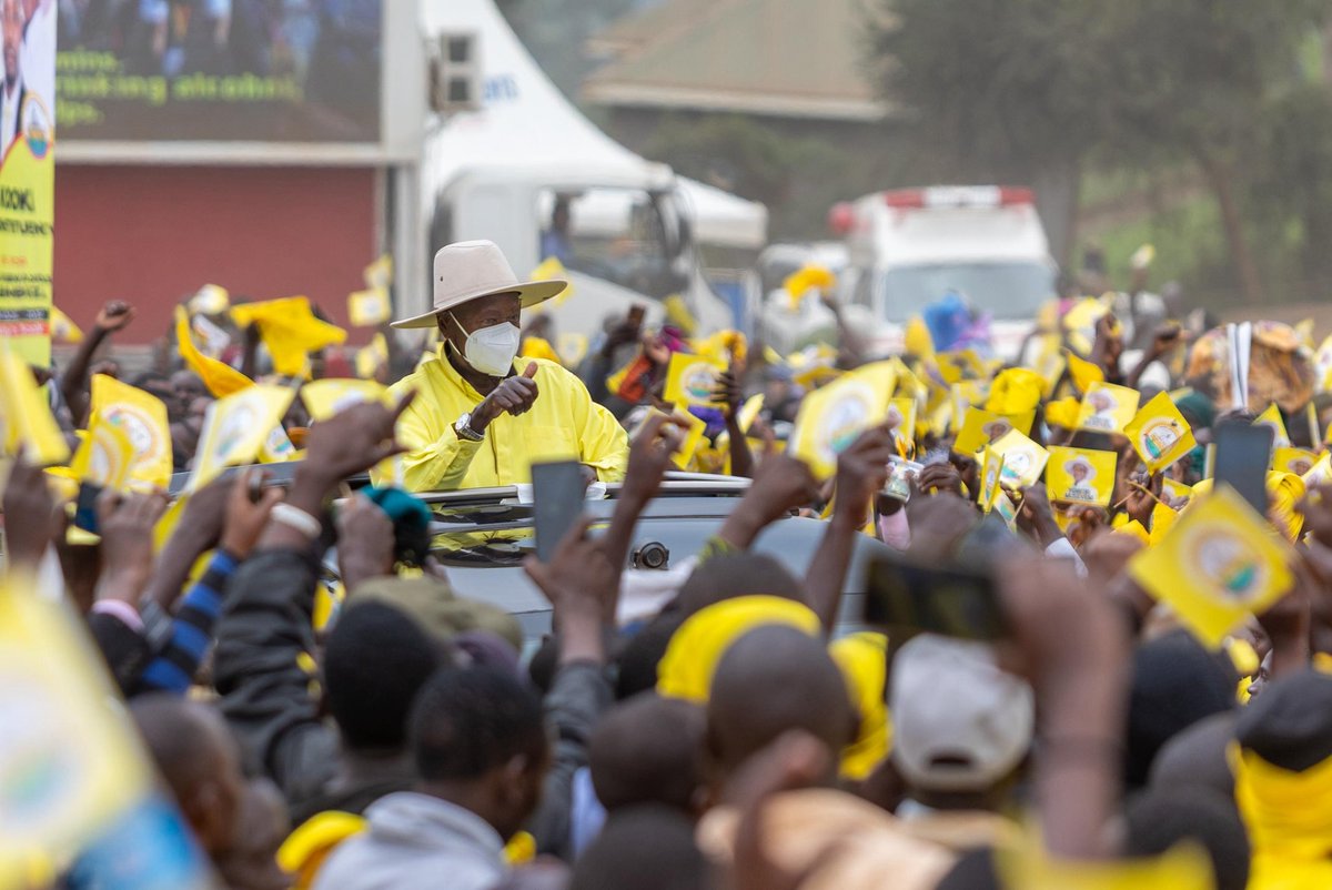 The president has just arrived in Rakai.#ProtectingTheGains