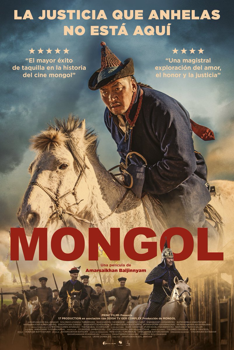 ✨ PRÓXIMAMENTE EN PLATAFORMAS ✨

Presentamos el cartel oficial de #MONGOL, la impactante película dirigida y protagonizada por Amarsaikhan Baljinnyam.

Una historia poderosa que nos sumerge en la identidad, la fuerza y el espíritu indomable de Mongolia. 🔥