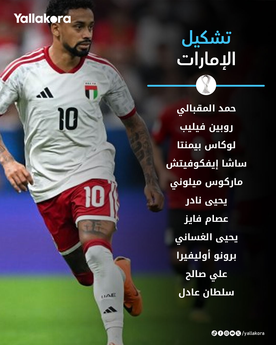 تشكيل منتخب الإمارات لمواجهة السعودية في مباراة حسم المركز الثالث بـ #كأس_العرب 