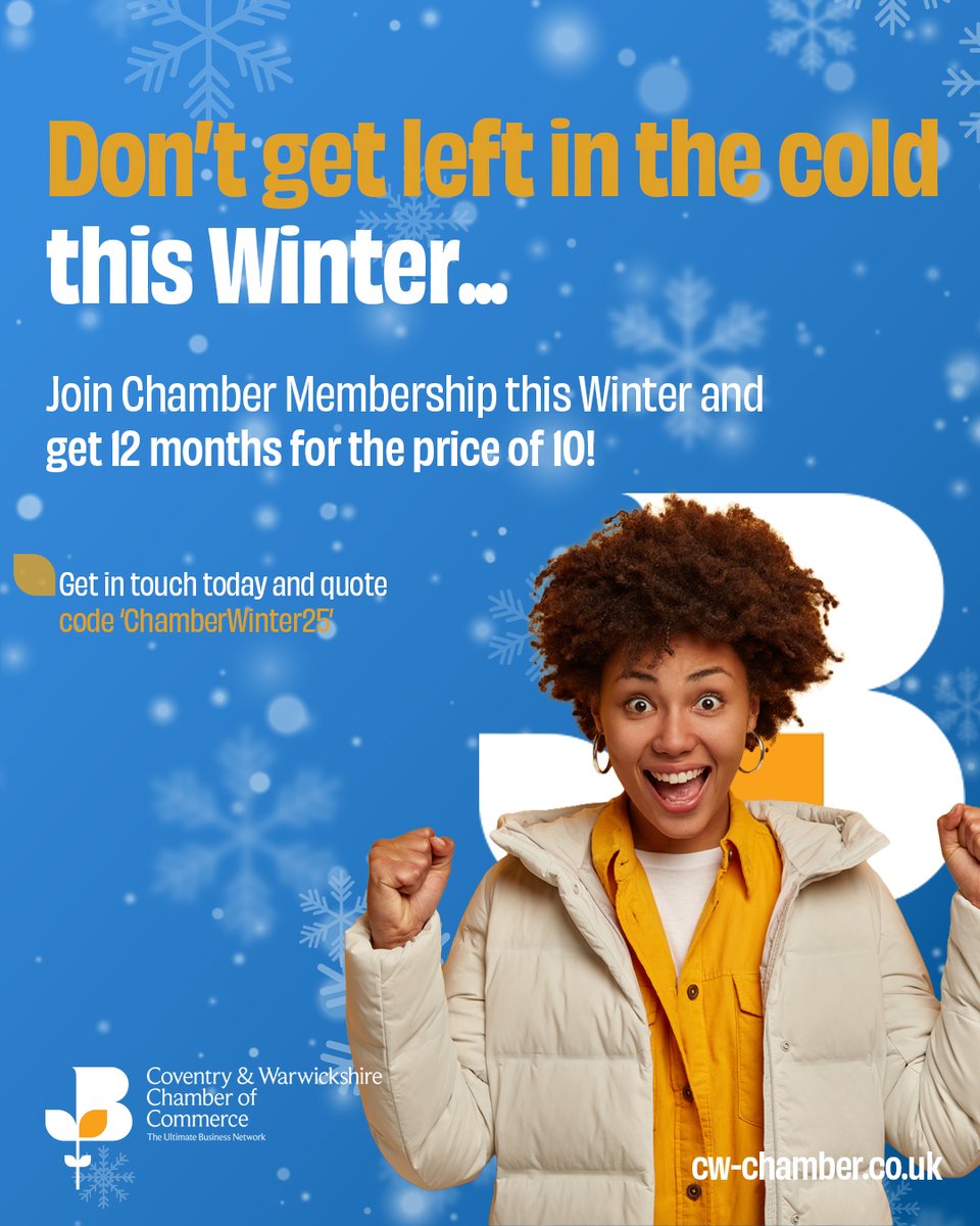 cwchamber's tweet photo. WINTER MEMBERSHIP OFFER | Winter Warmer Offer, join Chamber Membership before Friday 30th January 2026 and get 12 months for the price of 10! 🐧

Find out more here - https://t.co/aB88ZkOznj

*Terms &amp; Conditions apply https://t.co/4psW4ew21R