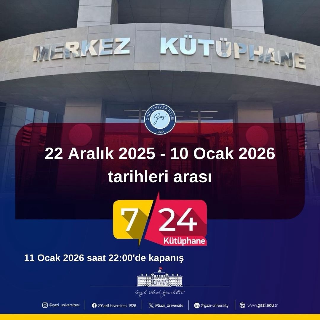 Çalışma ortamının yanı sıra nitelikli kaynaklarımızla 7/24 araştırma, eğitim-öğretim sürecine her daim katkı sunuyoruz. 

Değerli Öğrencilerimize sınavlarında ayrıca başarılı bir dönem diliyoruz.

<a href="/Gazi_Universite/">Gazi Üniversitesi</a>