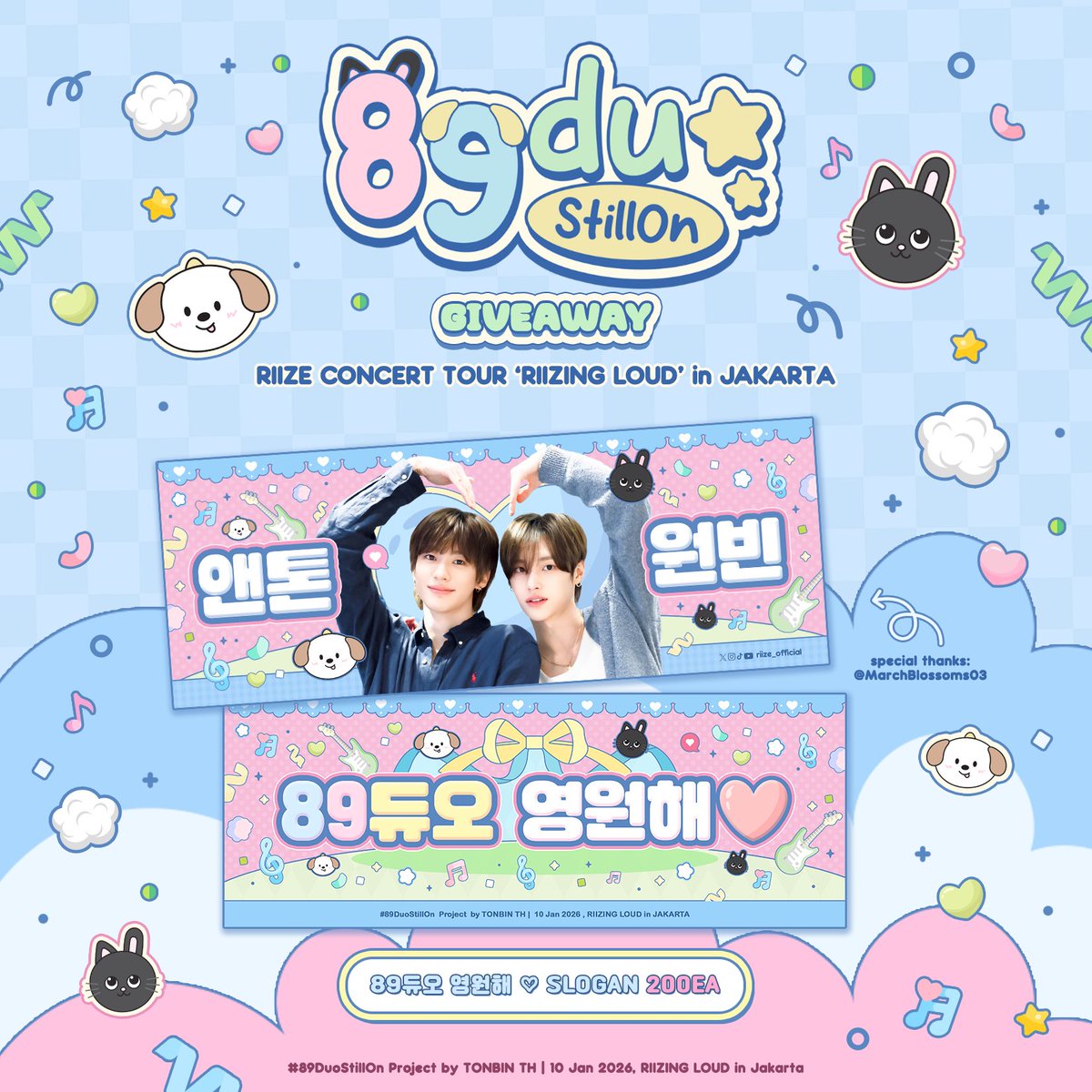 TONBIN_THAILAND's tweet image. pls kindly rt ♡･* 
Freebies riizing loud in JKT 
🐕🐈‍⬛ '89 duoforever slogan' by @TONBIN_THAILAND  collab with @119mirage @revichiona 

#RIIZINGLOUDinJKT
#RIIZINGLOUD_IN_JAKARTA

🗓️ 10 Jan 2026
📍 ICE BSD Hall 5-6
🕰️ tba (exactly loc and time will be announced by my collab…