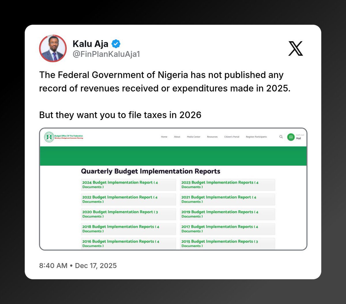 How can a responsible government be discussing MTEF and the 2026 budget without any report on federal incomes and expenses for 2025?