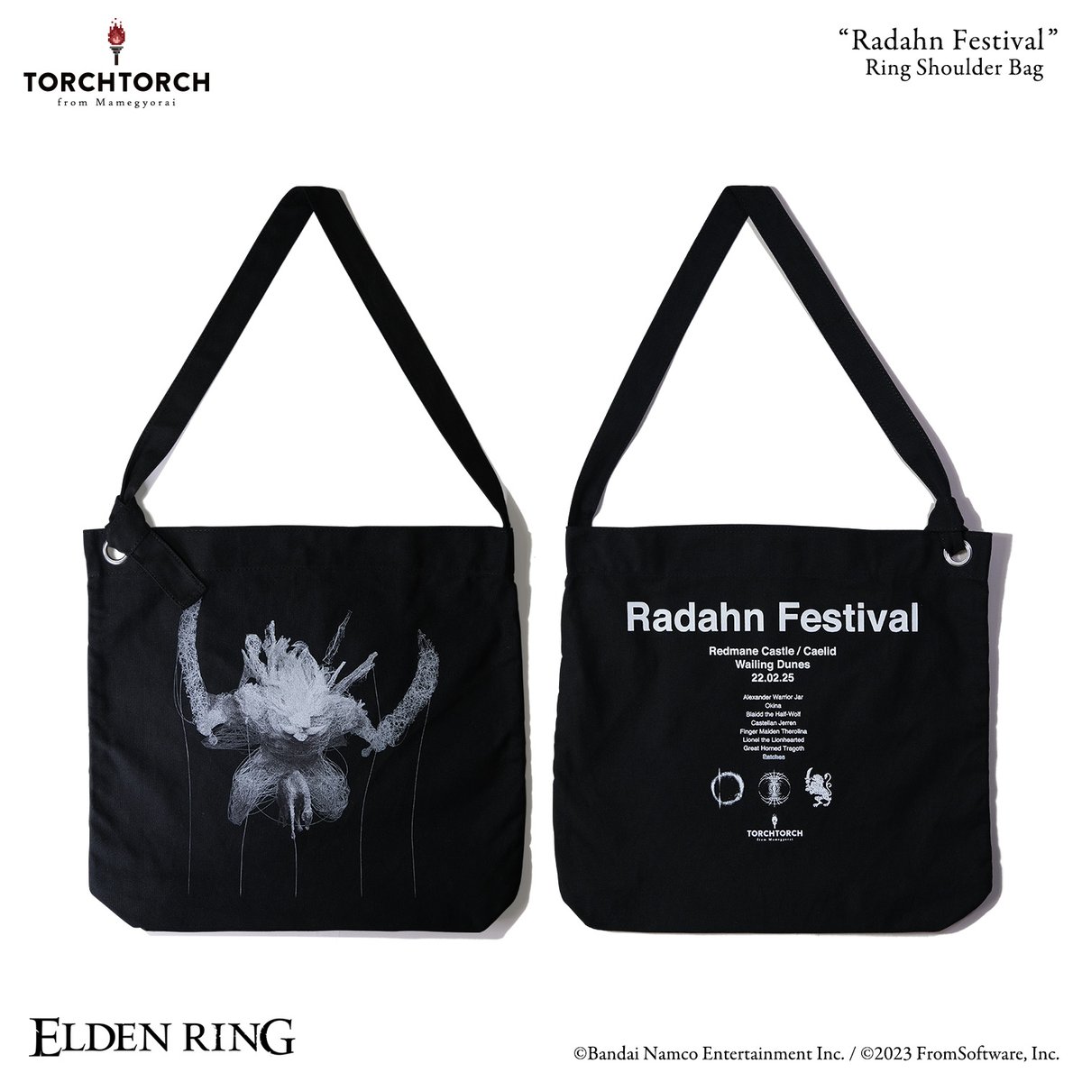 torchtorch_jp's tweet image. 【入荷のお知らせ】
渋谷・心斎橋・名古屋PARCO各店とECサイトに、「ELDEN RING/ ラダーン祭りのリングショルダーバッグ」が再入荷いたしました。ストリングアート風のラダーンのグラフィックと、ロックフェス風にテキストを配置した、両面プリントが人気のアイテムです。
mamegyorai.jp/item-search?it…