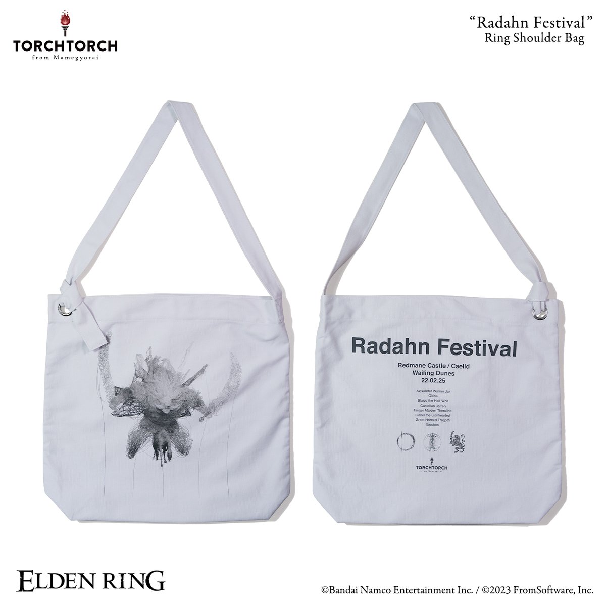 torchtorch_jp's tweet image. 【入荷のお知らせ】
渋谷・心斎橋・名古屋PARCO各店とECサイトに、「ELDEN RING/ ラダーン祭りのリングショルダーバッグ」が再入荷いたしました。ストリングアート風のラダーンのグラフィックと、ロックフェス風にテキストを配置した、両面プリントが人気のアイテムです。
mamegyorai.jp/item-search?it…