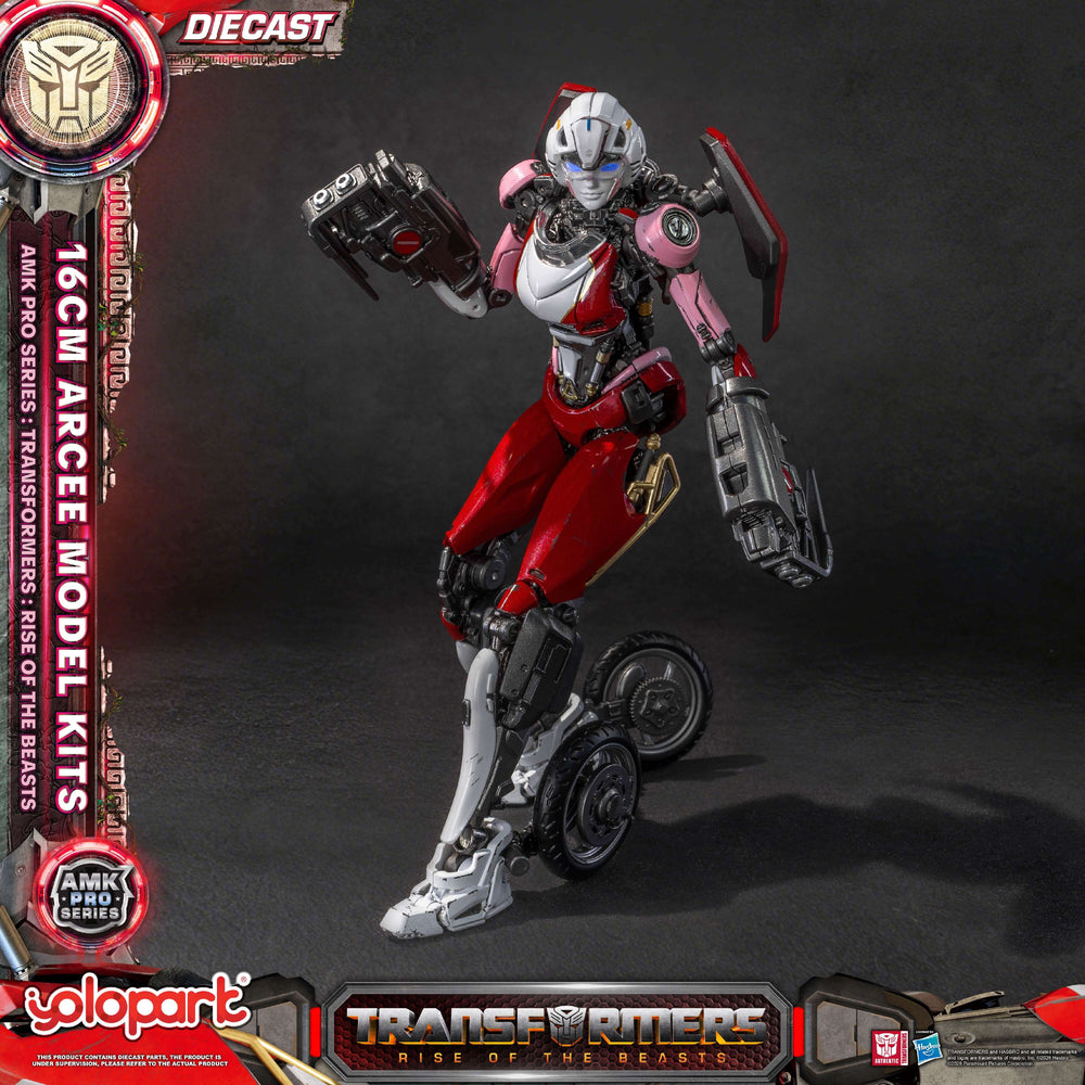 TFHypeGuy's tweet image. Yolopark AMK PRO ROTB ARCEE is FINALLY up for Pre-Order!!!

The long awaited ROTB Arcee from Yolopark is HERE!

She features:
- Light Up Eyes
- Die Cast Parts
- Both Blasters and her Visor
- Wheels can attach to her legs!

Snag her now using the affiliate link below! 👇👇