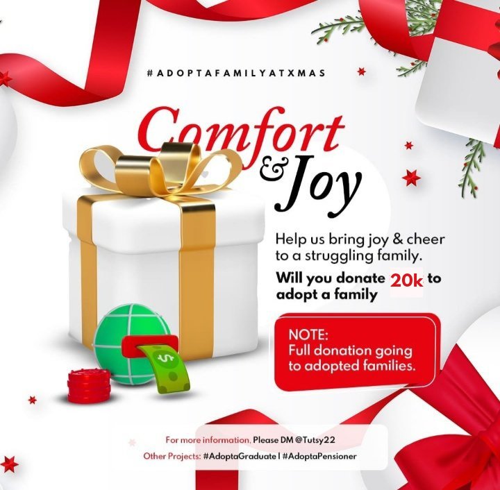 More sponsors needed for #AFAX2025 
#AdoptAFamilyAtXmas
#AFAX2025 
#AdoptAFamilyAtXmas
#AFAX2025 
#AdoptAFamilyAtXmas
Send a DM to <a href="/Tutsy22/">Adetutu Balogun, MBA</a> 
Help a family this Christmas