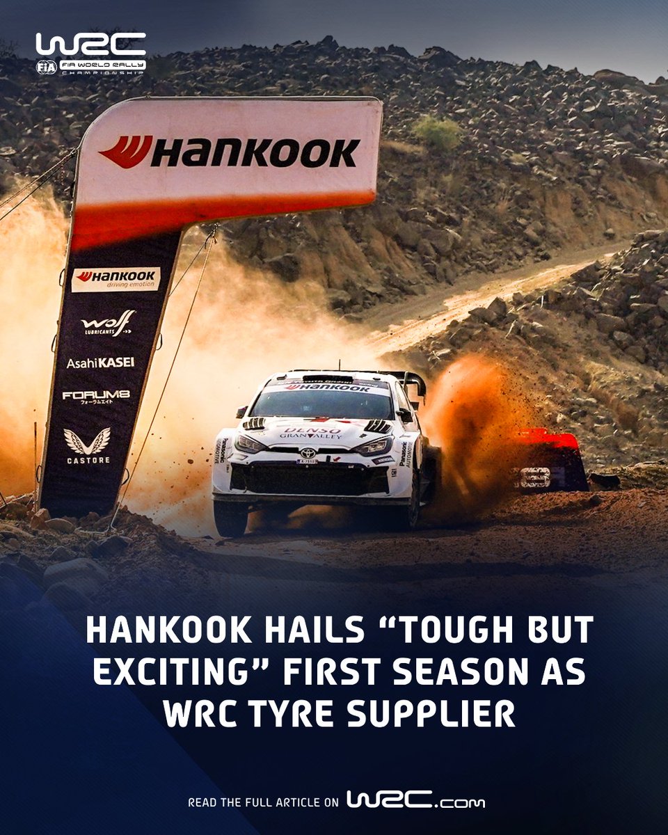 OfficialWRC's tweet image. A full season completed, lessons learned and development ongoing. Hankook sets its sights on 2026 after its debut year as WRC tyre supplier. 🛞

bit.ly/4oXbGlL