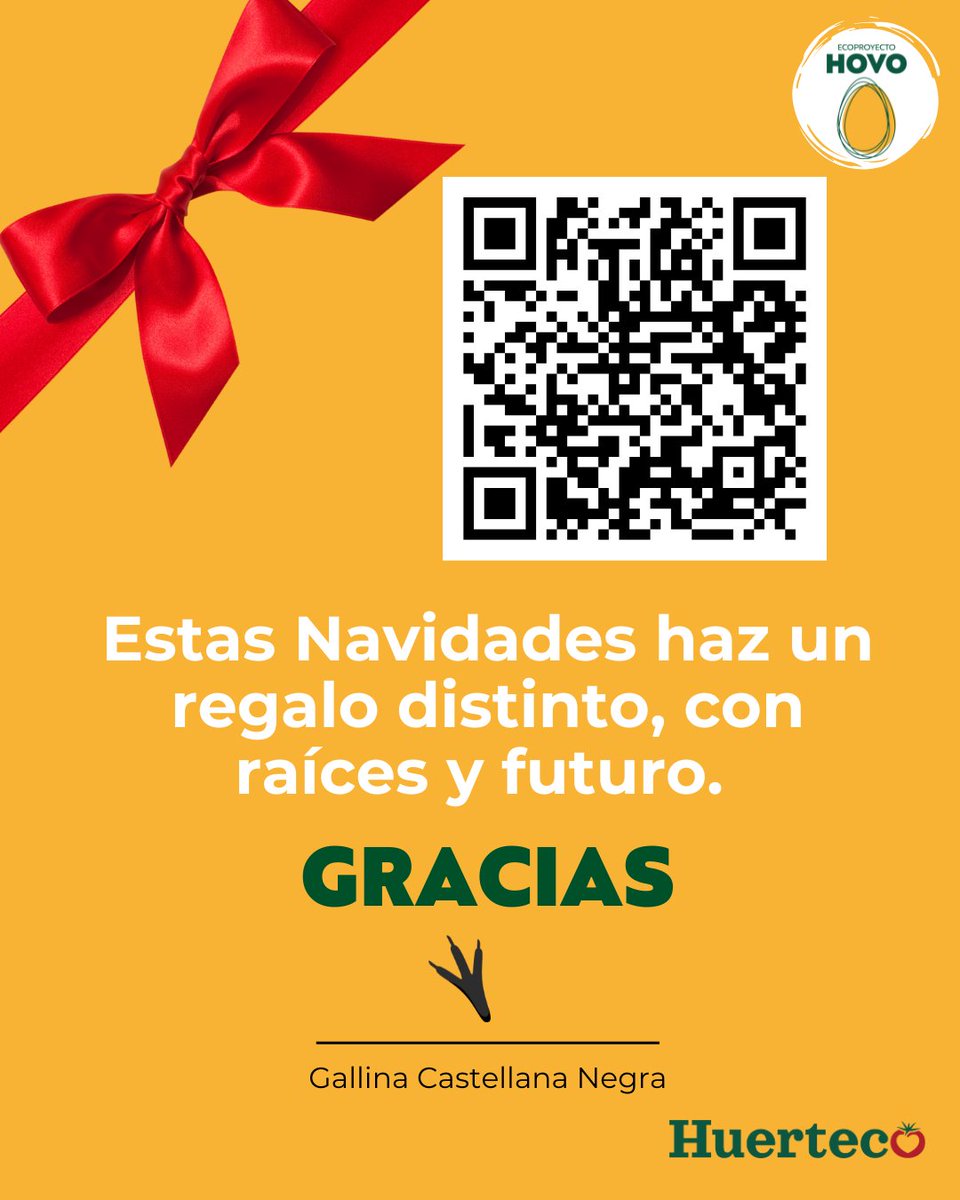 🎁 Este año tu regalo vale un huevo 🥚  La Gallina Castellana Negra, la raza más antigua de la península, está en peligro: quedan menos de 2.800.  
Por solo 30€ al año puedes AMPAdrinar una gallina y salvar una especie 
👉 huerteco.org/producto/regal…