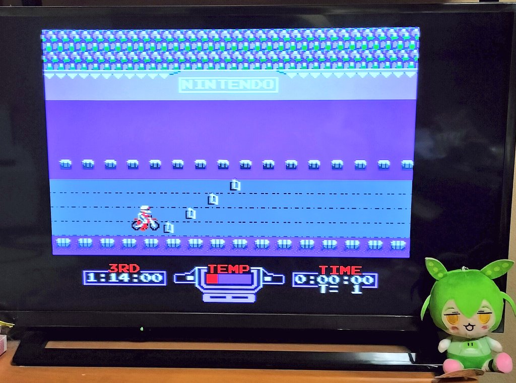 ミニファミコンで遊ぶ、エキサイトバイク⑦🏍️ 本戦5レース目🏁 何度