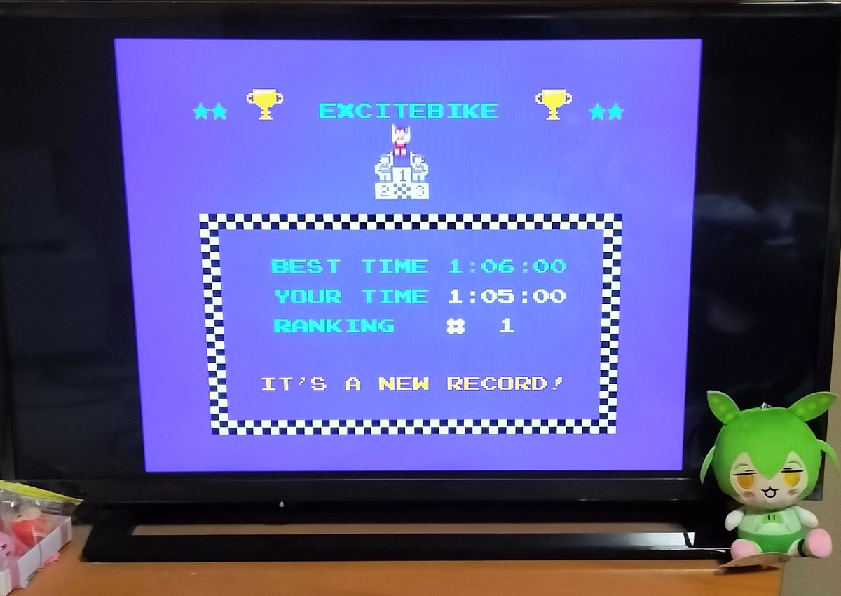 ミニファミコンで遊ぶ、エキサイトバイク⑦🏍️ 本戦5レース目🏁 何度