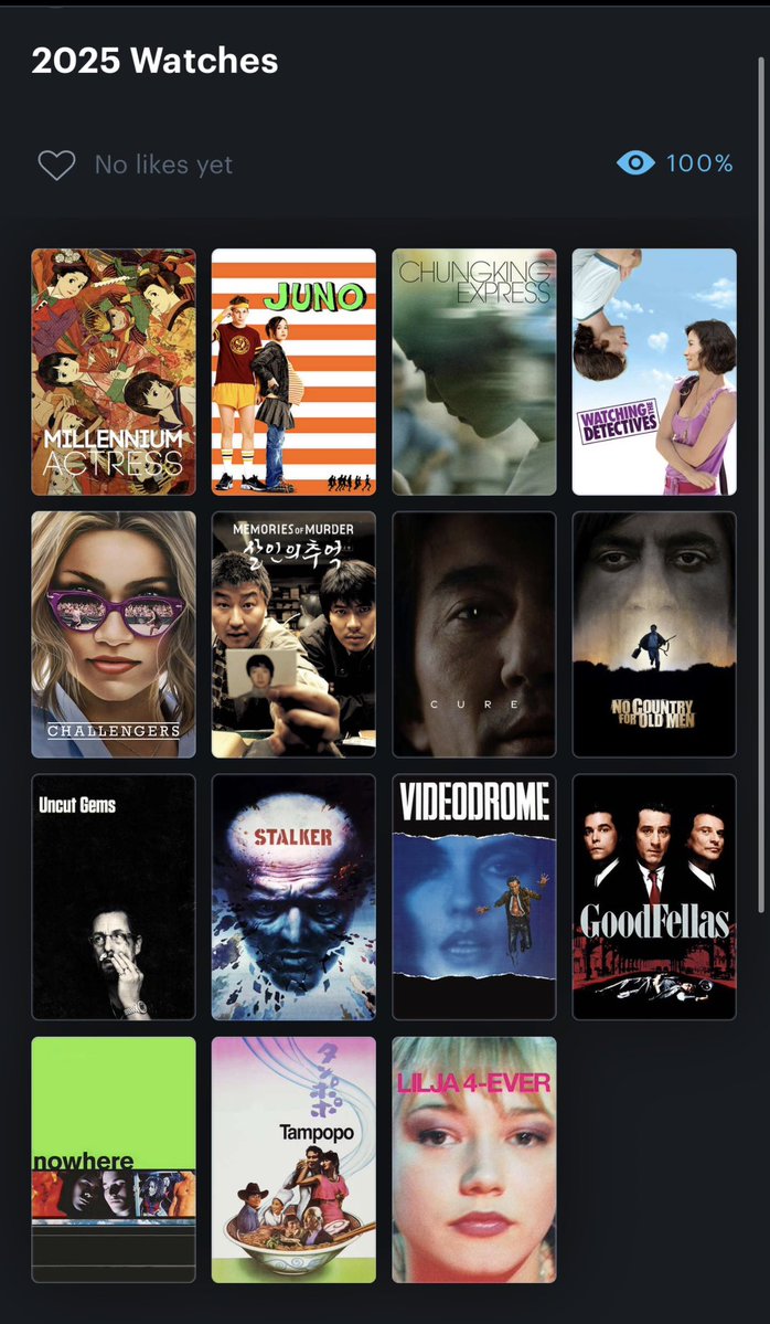 TokenOTT's tweet image. Late 2024 &amp;amp; 2025 Films watched. I will become the #1 Cinephile someday