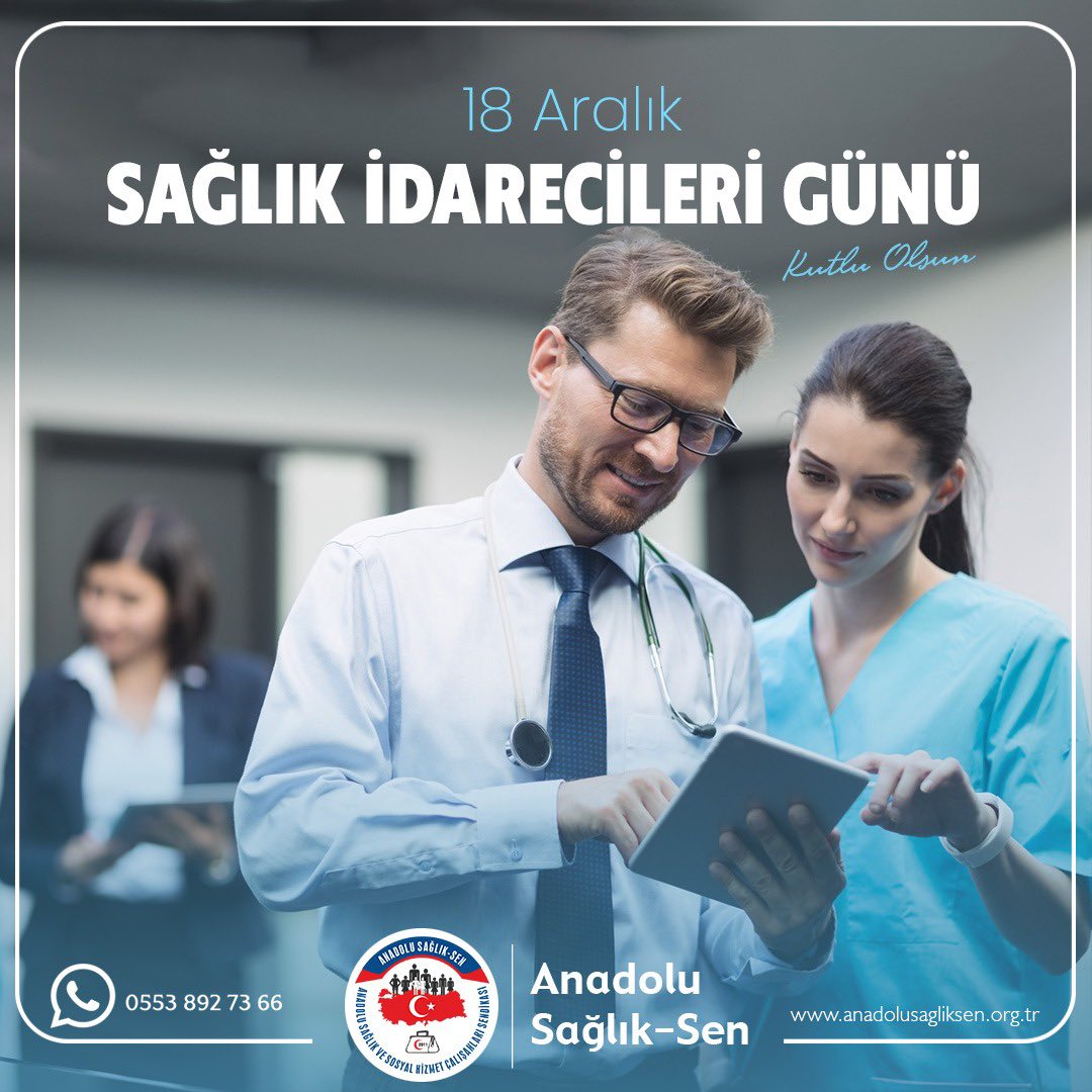 SAĞLIK İDARECİLERİ GÜNÜ KUTLU OLSUN
🔹Sağlık tesislerinde çalışanların huzuru ve güvenliği başta olmak üzere tesisin mevzuata uygun işleyişini ve sağlık hizmeti sunumunun ihtiyaç duyduğu gereklerin zamanında teminini sağlayarak işleyişe katkı sunan tüm idarecilerin Sağlık