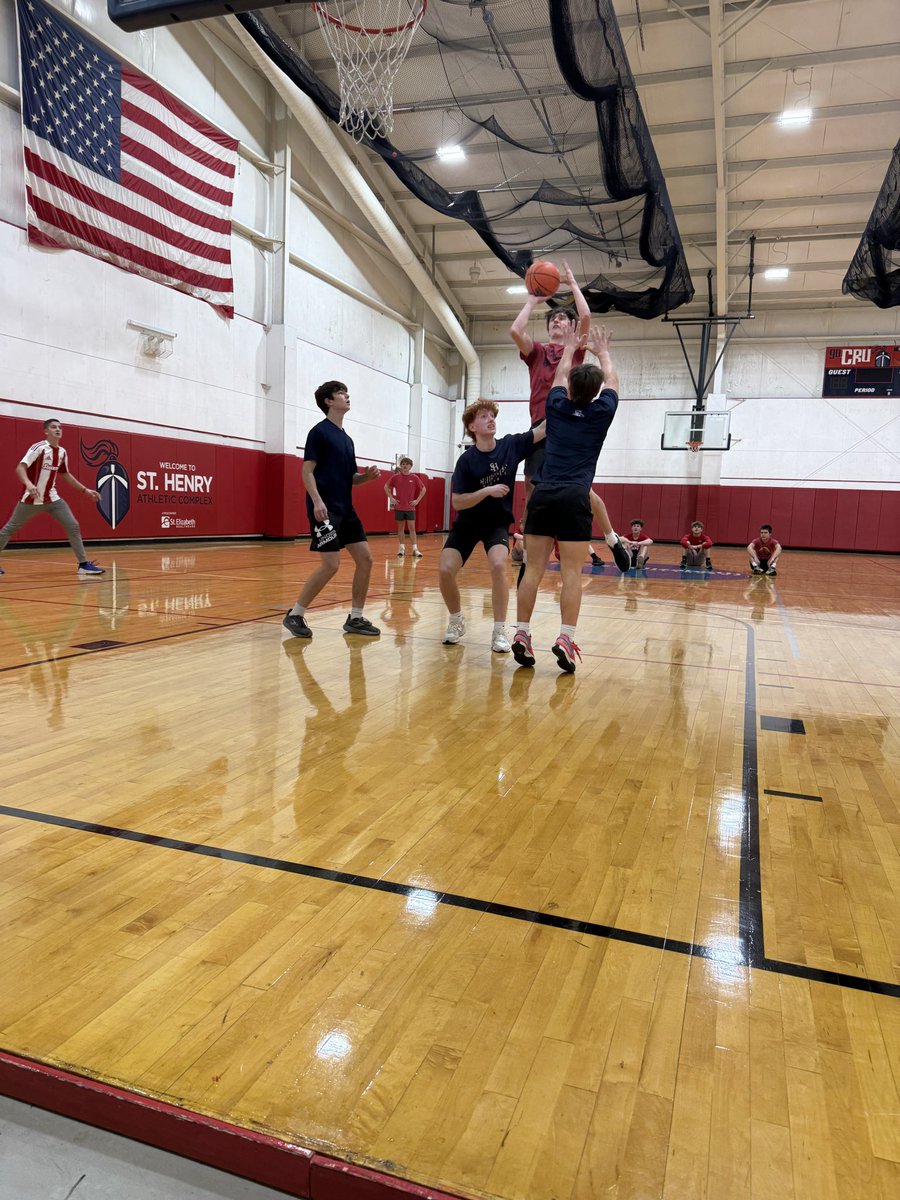 StHBaseball1's tweet photo. Day 2 in the books of the Crusader Challenge. Team red holds a slim lead 3-2 after basketball and tug of war. 2 days and 3 events left. @StHenrySports @STHENRYCRUHOOPS https://t.co/NFaYn35j0w