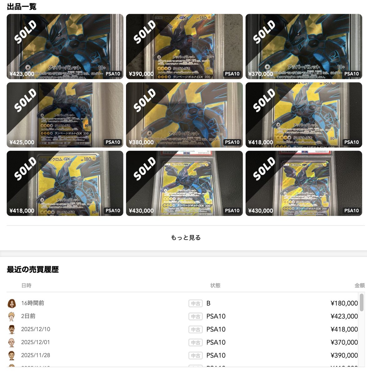 ちなみに高額のトップはスニダンで全部枯れてる争奪戦の激レアゼクロム