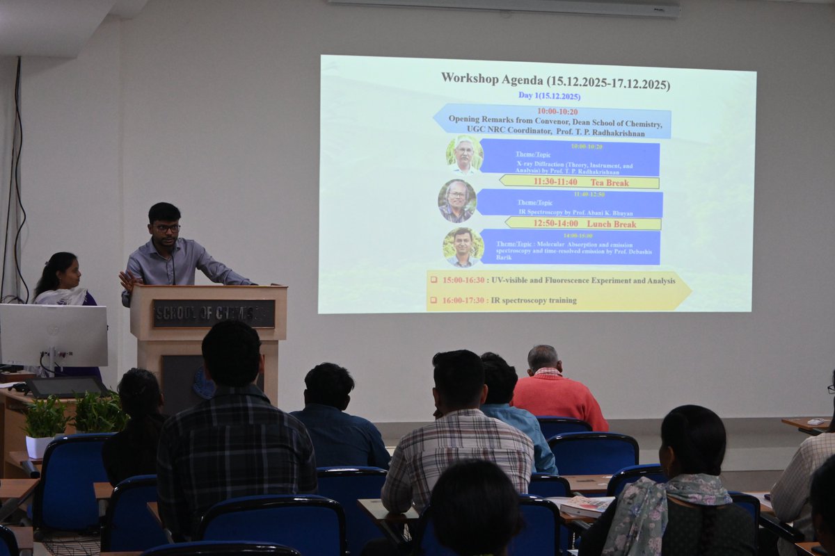 socuoh's tweet photo. School of Chemistry, UoH, conducted a three-day National Workshop for Practical Training on Steady State and Time Resolved Absorption, Emission Spectroscopy and Imaging. 

Day 1 Vibes 

#learning 📖💡
#workshopvibes 👨‍🏫 https://t.co/mDiWNlTQe4