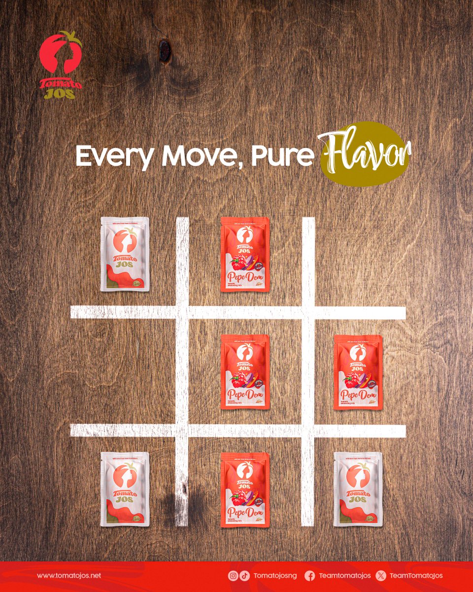 ‌Who says cooking can't be a game of strategy?
 
Pepe Dem, Tomato Jos tomato mix; whichever side you choose, it's always a win for flavour! 🍅🔥

#TomatoJos
#PepeDem
#FarmToTable