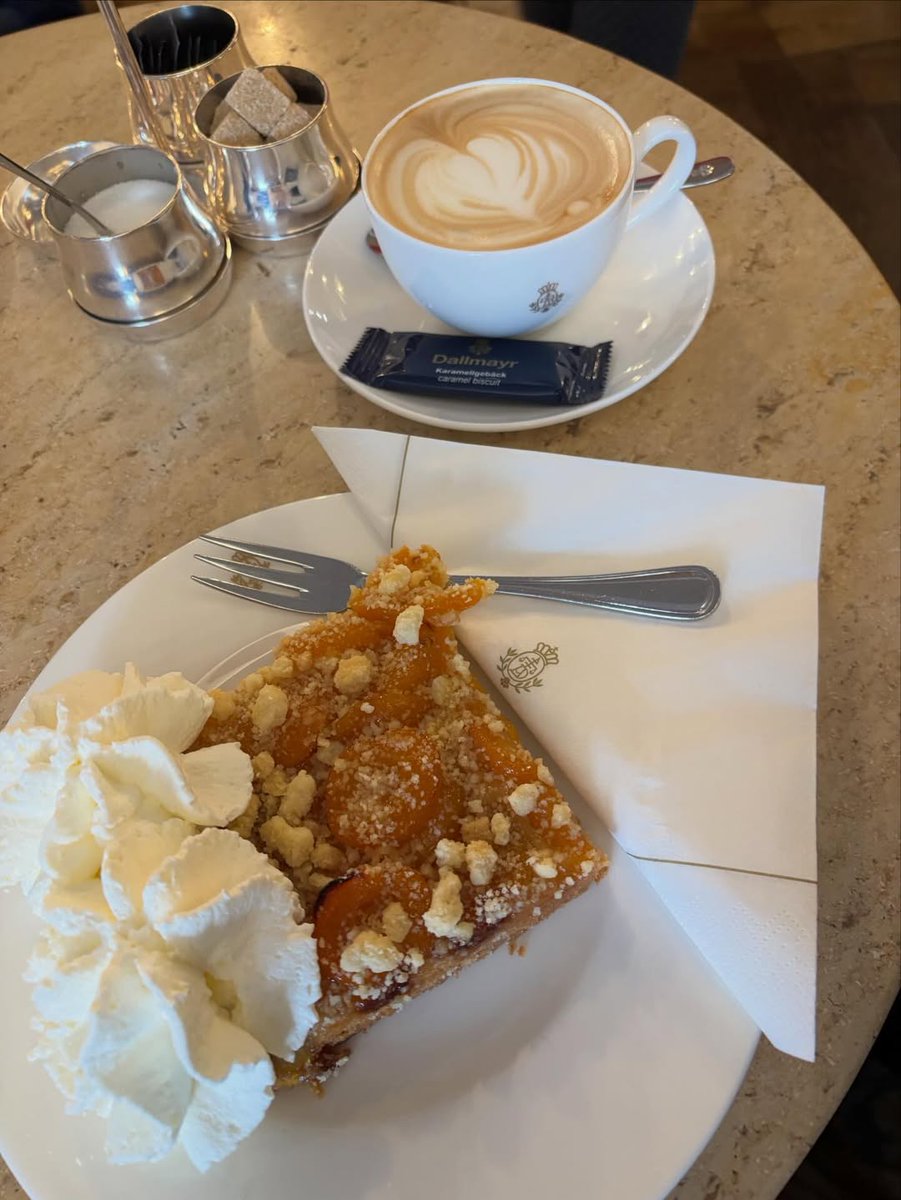 amnoboy's tweet photo. Sipping on a latte and enjoying a slice of apricot crumble cake. A little sweet moment in the day! ☕🍰 #CoffeeBreak #SweetTreat #AfternoonDelight https://t.co/8BjiH5Ch1J