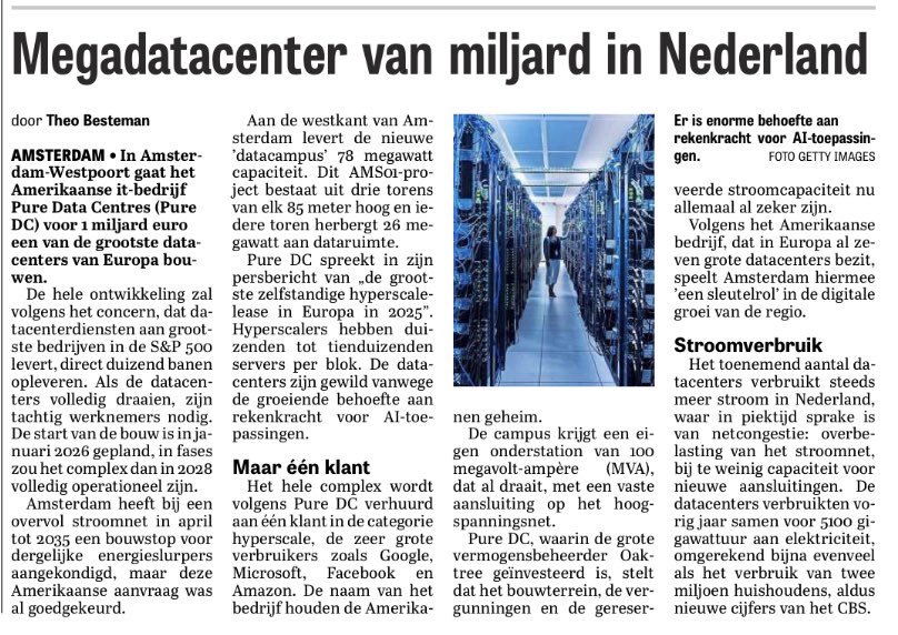 Megadatacenter van miljard in Nederland. En hier is dan wel voldoende stroom voor? Hoe kan dat nou?