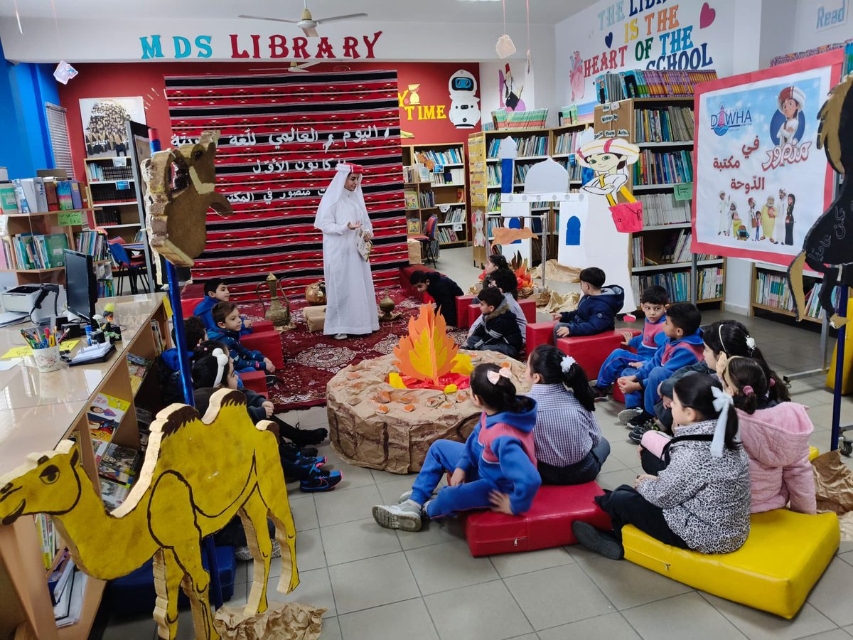 ⸻

وهنا كانَ اللِّقاءُ مع صديقِ الأطفالِ «مَنْصور» 
بزيارتهِ إلى مكتبةِ المدرسةِ، اصطحبَ مَنْصورُ متعلِّمي الصَّفِّ الأوَّلِ الأساسيِّ في رحلةٍ دافئةٍ إلى عالمِ التُّراثِ العربيِّ الأصيلِ، حيثُ تحوَّلتِ القِصَّةُ إلى لحظةِ حياةٍ، والكلمةُ إلى إحساسٍ.<a href="/makdawhaschool/">Makassed Dawha School</a> <a href="/HanaJoumaa/">Hana Joumaa</a>