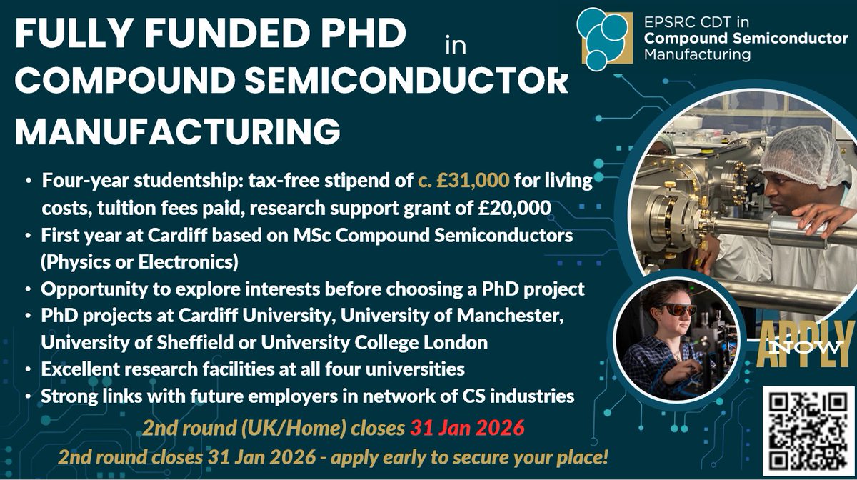 EPSRC CDT in Compound Semiconductor Manufacturing tweet media