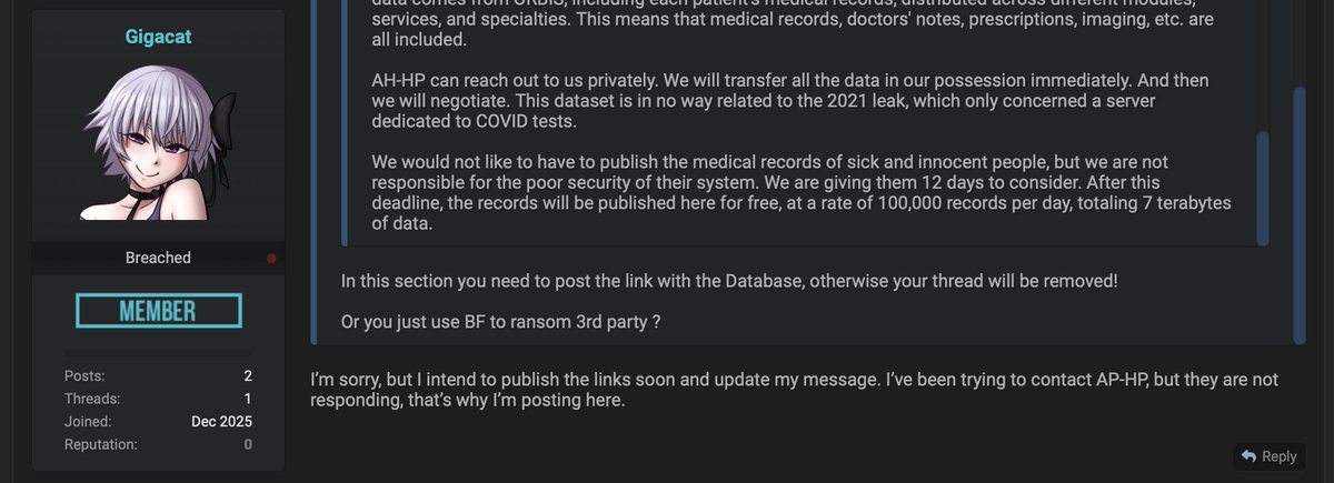 <a href="/Ilangabet/">Ilan Gabet</a> Petite mise au point technique, parce que le framing est trompeur...

Ce qui est revendiqué ne ressemble pas à un "hack" brutal type intrusion unique.

"Gigacat" par son message décrit une compromission lente par abus de comptes légitimes sur plusieurs années, avec extraction