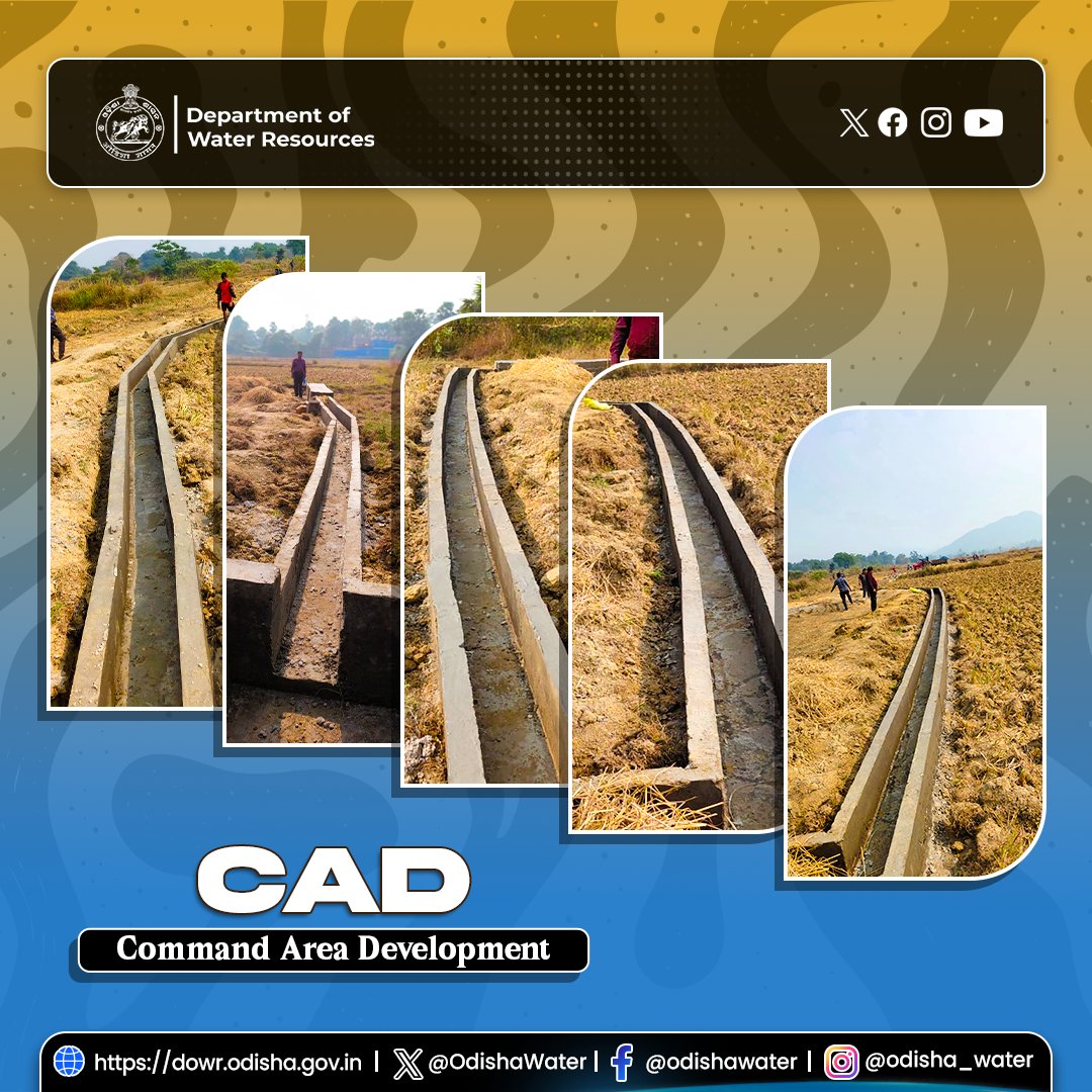 OdishaWater's tweet image. Ongoing #FieldChannel work at Adheigundi, Narsinghpur Block, #CuttackDistrict under #CAD Division, Cuttack. A total of 696.05 m of lined channel with 26 hydraulic structures is being constructed to provide #irrigation to 29.32 ha of agricultural land. #OdishaWater #CADWorks