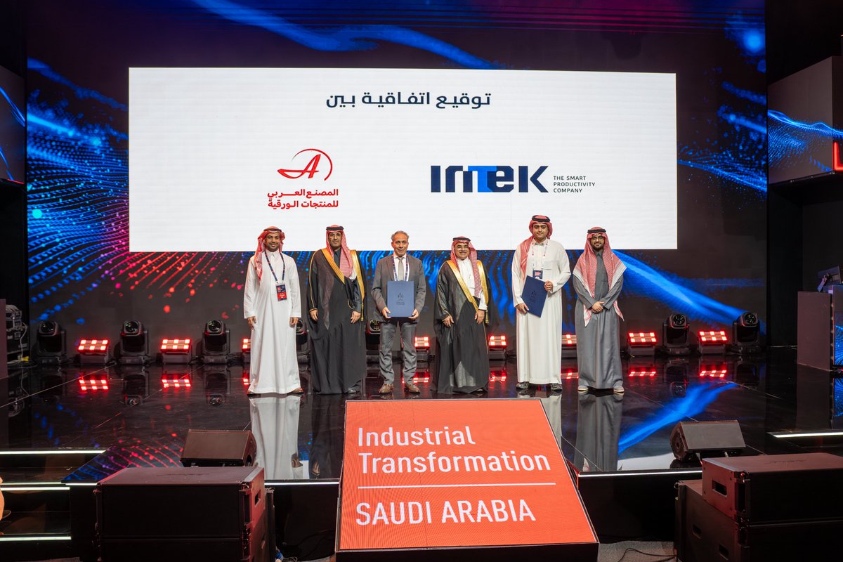 On the sidelines of #IndustrialTransformationSA exhibition
“InTech” cooperation agreement and the Arab Paper Products Factory, with the aim of developing and implementing basic digitization solutions within the Future Factories Initiative to adopt Industry 4.0 applications.