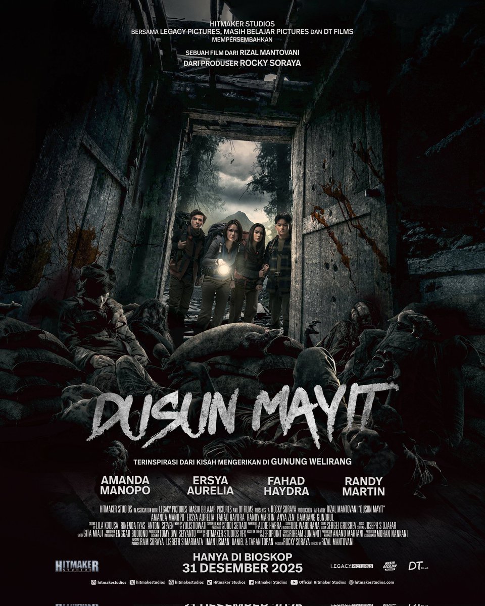 JeroPoint's tweet photo. Sanggupkah mereka keluar dari Dusun Mayit dengan selamat? Temukan jawabannya dalam Film Dusun Mayit yang akan tayang di bioskop mulai 31 Desember 2025!

#DusunMayit #FilmDusunMayit #HitmakerStudios https://t.co/pYu8kJdXqU