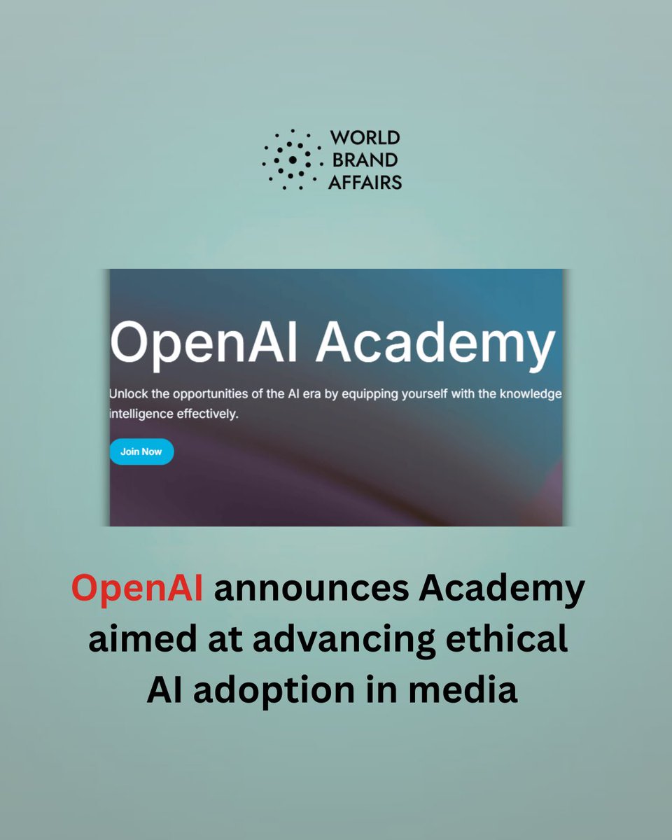 WBrandAffairs's tweet photo. OpenAI launches the OpenAI Academy for News Organizations, a global learning hub empowering journalists, editors, and publishers to adopt AI responsibly strengthening a sustainable and future-ready news ecosystem.

#OpenAI #OpenAIAcademy #Journalism https://t.co/Q2IARdZPLO