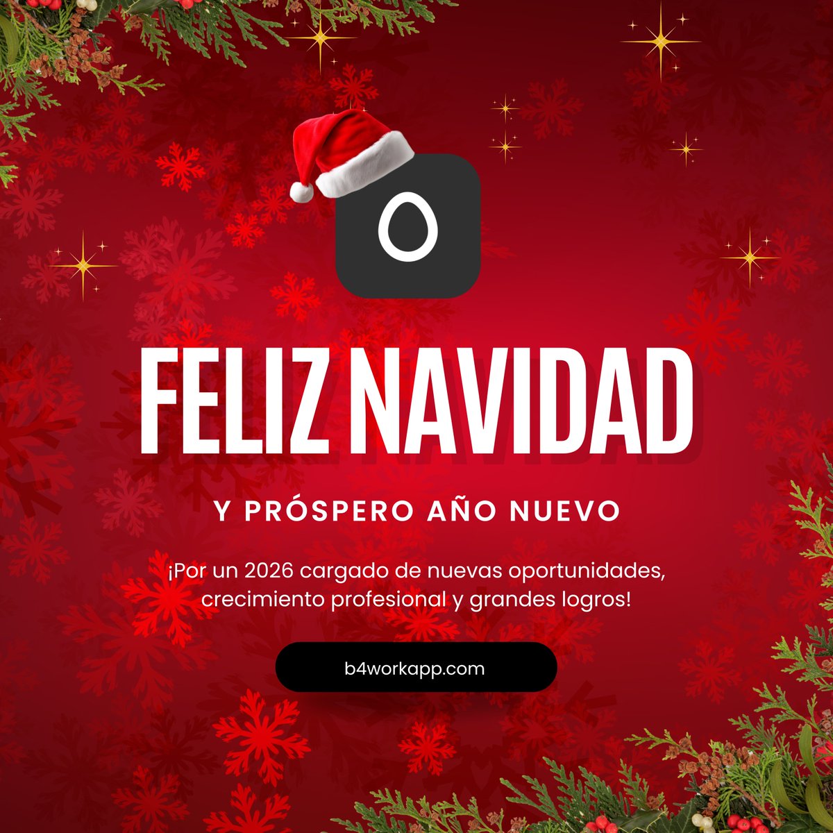 b4workapp's tweet image. ¡Feliz Navidad y próspero año nuevo! 🎄✨

¡Gracias por formar parte de B4work! Nada de esto habría sido posible sin vuestra confianza, vuestro feedback y vuestro compromiso.

🖤 Os deseamos unas fiestas llenas de felicidad, salud y nuevos comienzos.

#NewYear2026 #B4work #RRHH