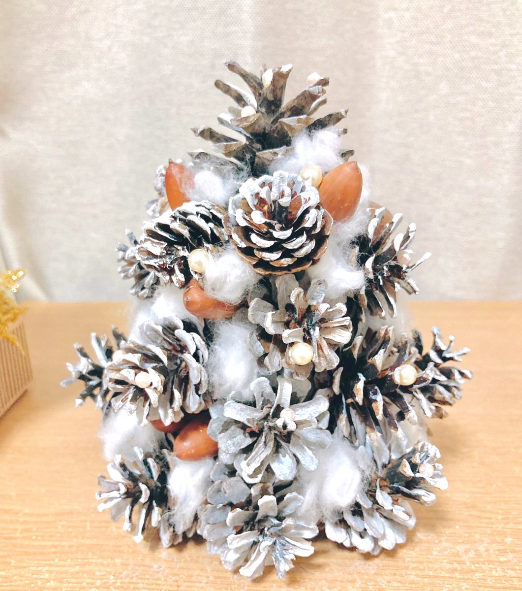 公園に落ちてた松ぼっくりとドングリでミニツリー作ってみた🎄 虫が出