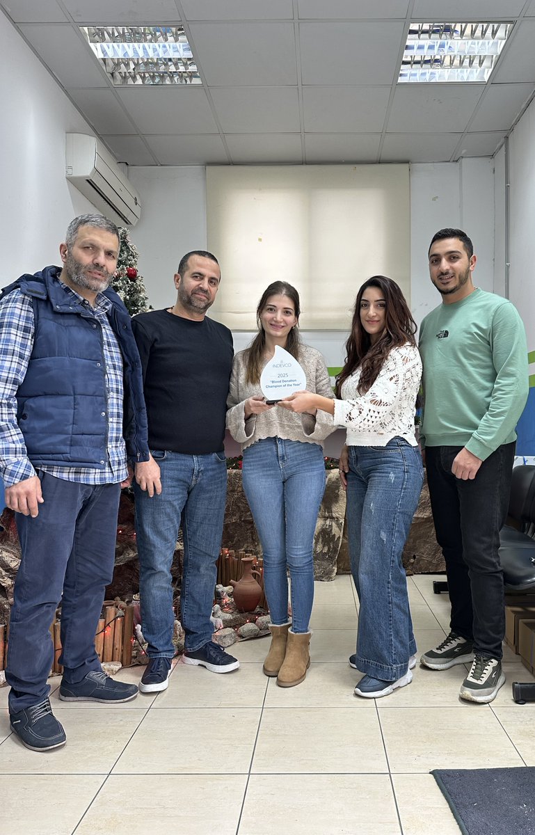 Our 2025 Blood Drive with the <a href="/RedCrossLebanon/">Lebanese Red Cross</a> was a success. 74 employees across INDEVCO Lebanon donated blood &amp; helped save lives. Thank you to the Red Cross &amp; congrats to Sanita, Hosrayel, winner of "2025 Blood Donation Champion of the Year" trophy. 
  #INDEVCOSustainability