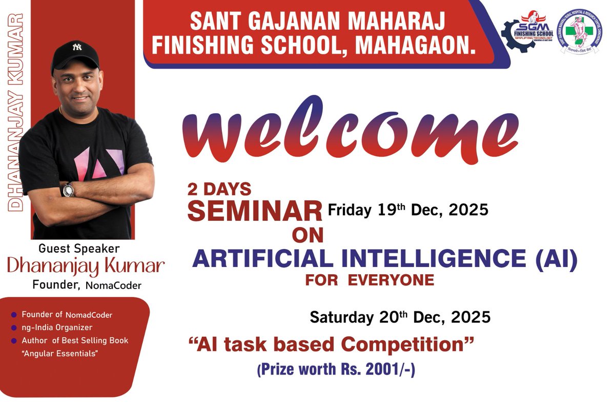 debug_mode's tweet image. At @nomadcoderai , we educate as many students—and professional developers—as possible in AI development.

So I’m traveling to a remote part of India, Kolhapur, to host a one-day seminar on:

“Getting Started with the Vercel AI SDK”

@vercel #nomadcoder #AIIndia