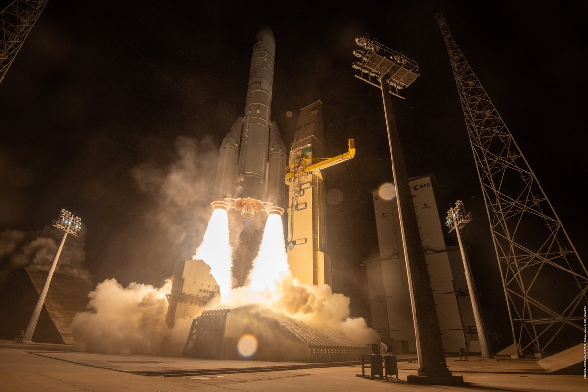 esa's tweet photo. 📷A look back at yesterday's #VA266 launch, #Ariane6 carrying Galileo satellites 33/34 into space! More pics just in.  

👉https://t.co/q0zP4aSCFq https://t.co/wgRSnmnkCP