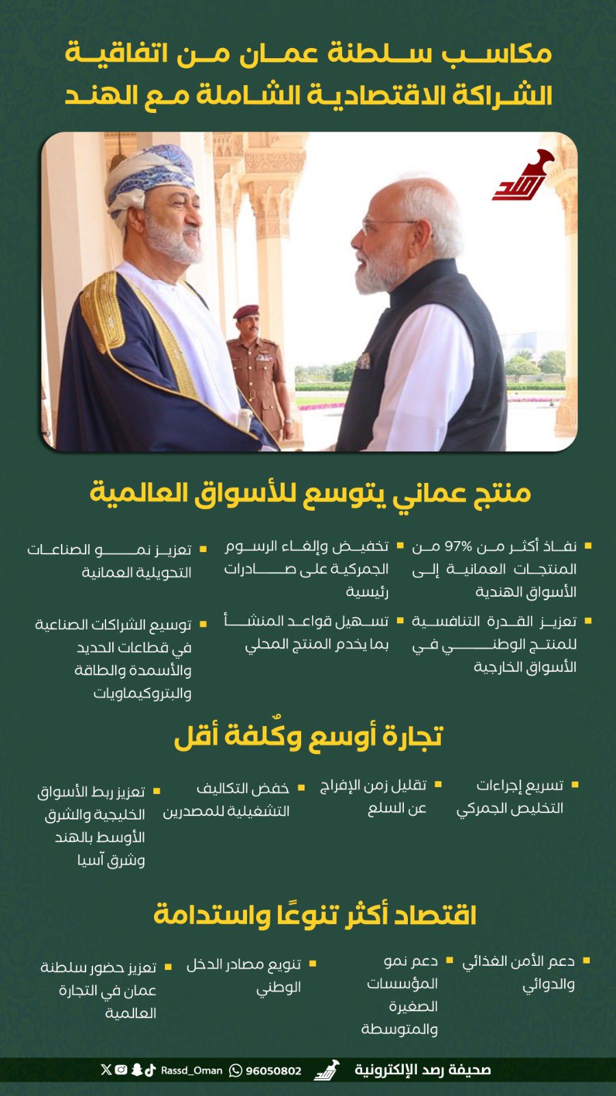 مكاسب سلطنة عمان من اتفاقية الشراكة الاقتصادية الشاملة مع #الهند 