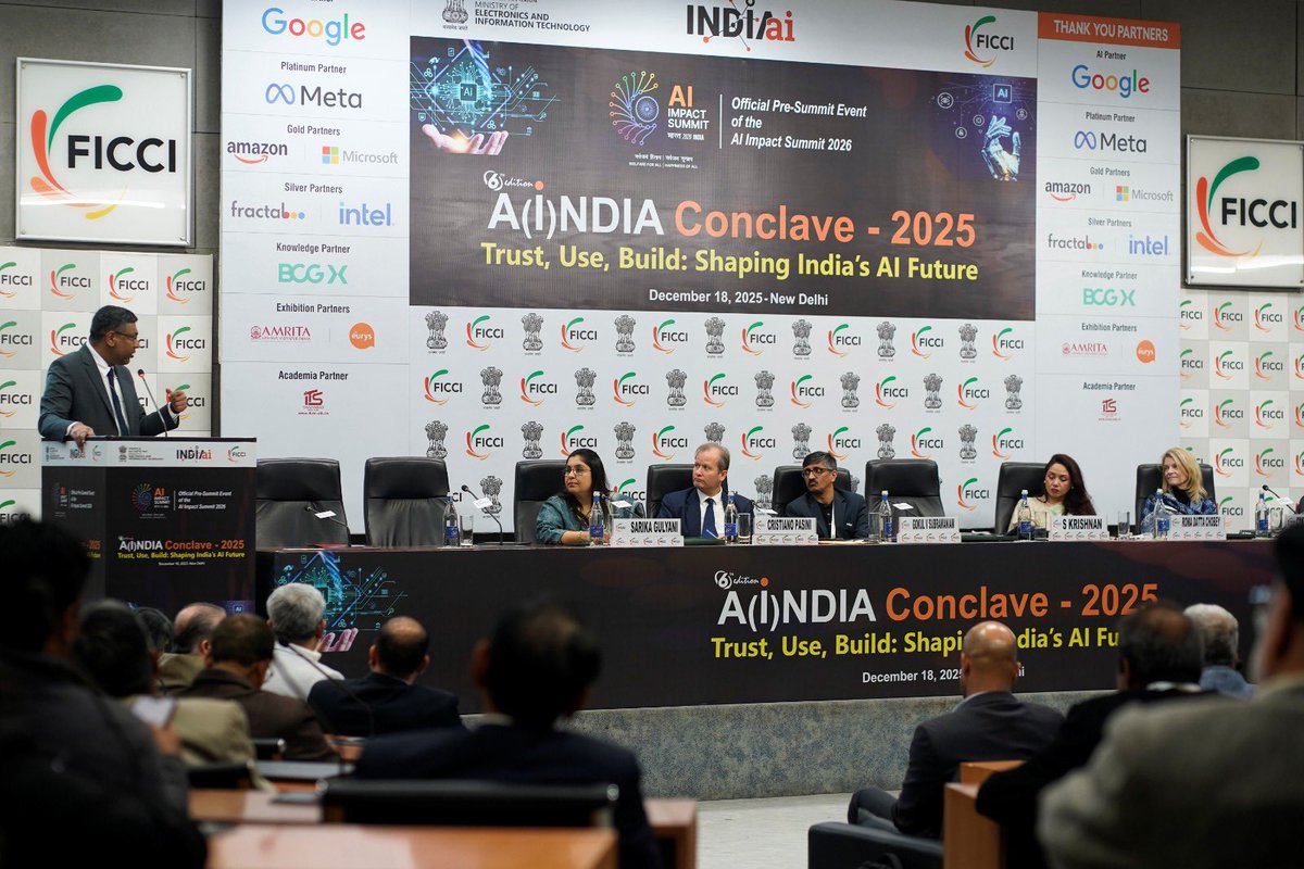 UNICEFIndia's tweet image. As AI transforms India, making it inclusive, credible, and child-focused is key.

At the A(I)ndia Conclave, Cynthia McCaffrey, UNICEF India Representative, highlighted the need for human-centric, responsible AI that equips children with future-ready skills.

AI must work…