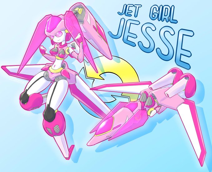 #ロボ娘なんでも投稿祭 #ガンミィちゃんねる 可変型ロボ娘のジェシーちゃんです 爆撃機型サポートメカと合体することで合体ロボ娘ジェシカさんになります