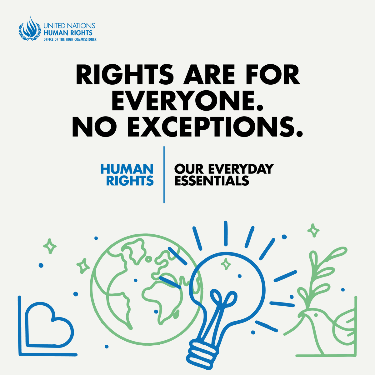 UNinSouthAfrica's tweet photo. The Universal Declaration of #HumanRights inspired freedom fighters globally, including South Africa's anti-apartheid movement. Today the country's Constitution mirrors its vision: rights belong to ALL people, everywhere, always. 

No exceptions. #UniversalRights https://t.co/40AQCGoUjP