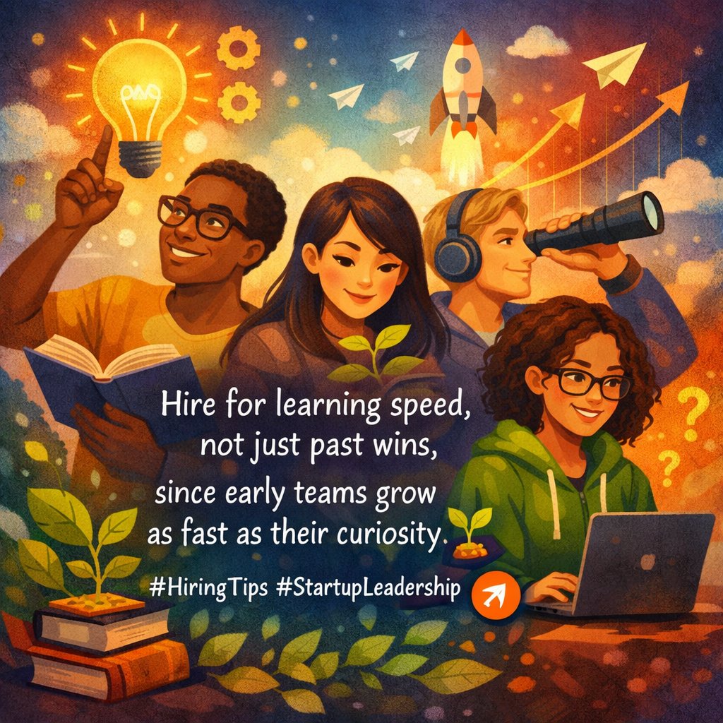 charleshxpe's tweet image. Hire for learning speed, not just past wins, since early teams grow as fast as their curiosity 🌱 #HiringTips #StartupLeadership