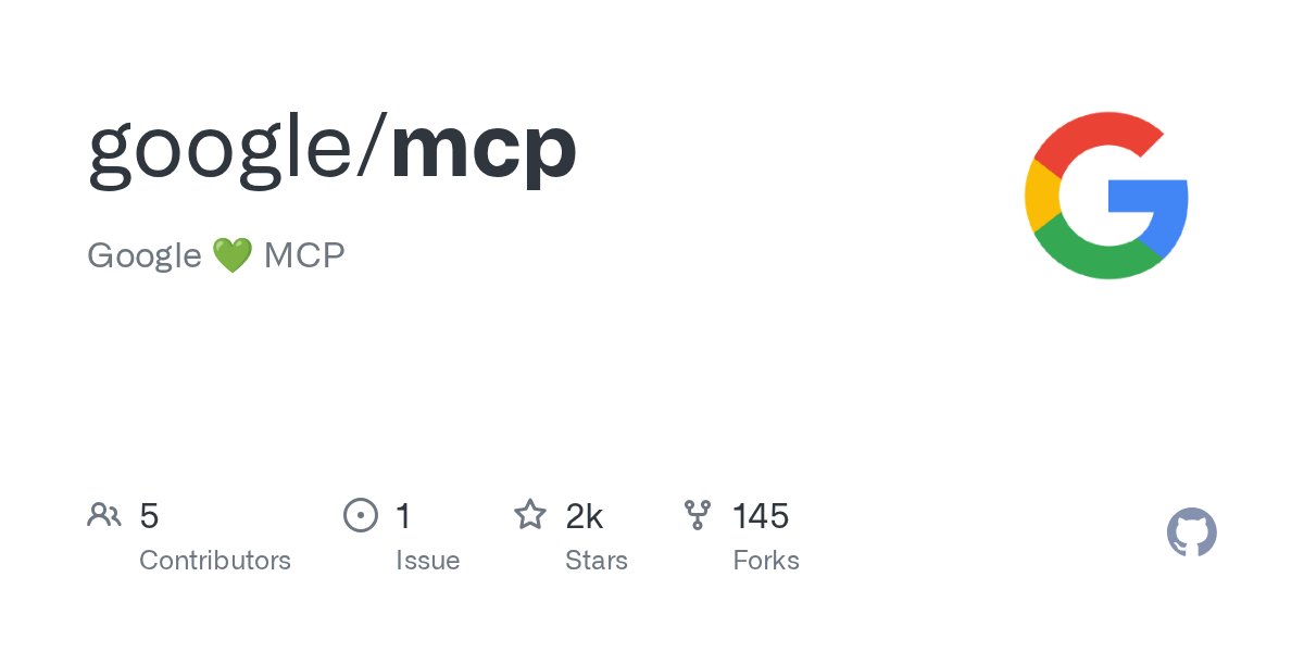 _guillecasaus's tweet photo. 🚨 Google acaba de lanzar su repositorio oficial de MCP.

Incluye ejemplos reales para conectar IA con Google Maps, Gmail, Docs y más.

Aquí tienes todo lo que debes saber 👇 https://t.co/5v3lp4hNru