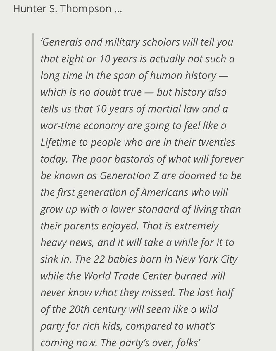 zarathustra5150's tweet image. Hunter S. Thompson wrote this a few days after 9/11