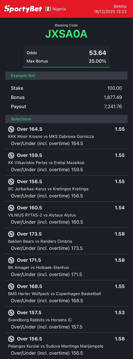 Kpstandfit's tweet photo. x53 ODDS SPORTYBET 🏀 
 
CODE - JXSA0A
               
Telegram https://t.co/NwM02mpE2J https://t.co/RssGdu6Z8g