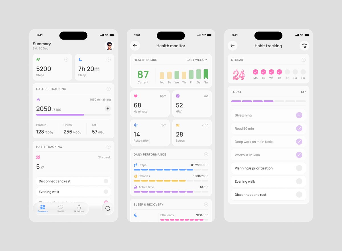 bogdankctv's tweet image. Health app designs