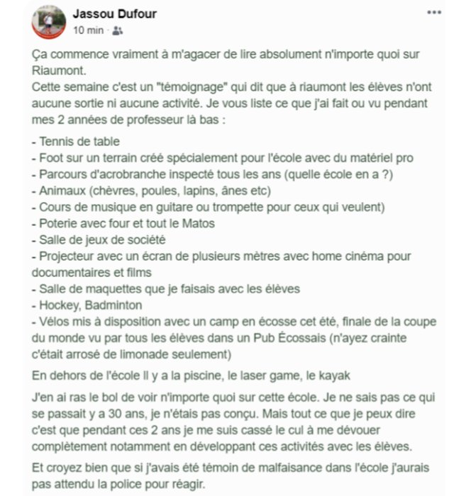<a href="/pingouin_jean/">Jean Colère</a> <a href="/arnaud_gallais/">Arnaud Gallais 🔆🙈🙉🙊🗣</a> <a href="/Riaumont/">☩ Я⚜️@ن Ⓜ♥ℵ✝</a> <a href="/mesopinions_com/">MesOpinions</a> <a href="/grok/">Grok</a> ... quand on parle d'excuses : inversion de culpabilité, ! Typiquement bi-polaire, ou clivage psychopathologique ?...

Et à propos de "Bagne", n'oubliez pas de demander à <a href="/grok/">Grok</a> s'il connait beaucoup de prisons où on fait autant d'activités de loisir qu'à #Riaumont :