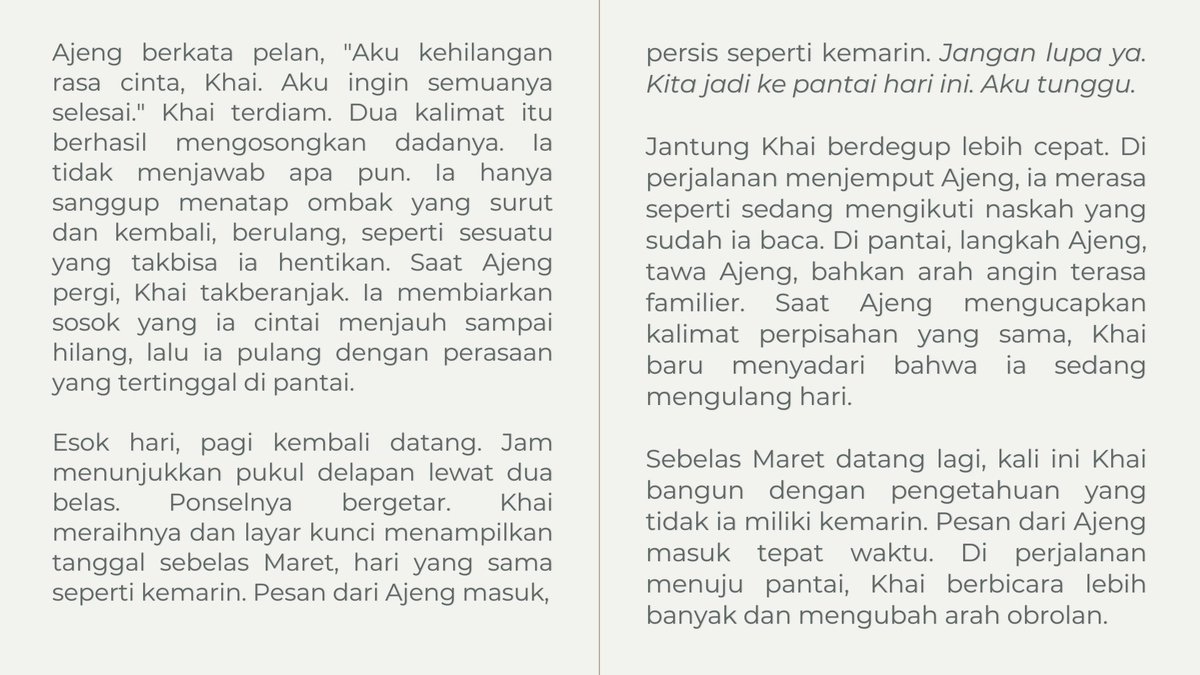 muralumi's tweet photo. 𝐌𝐞𝐧𝐞𝐫𝐢𝐦𝐚 𝐏𝐞𝐫𝐩𝐢𝐬𝐚𝐡𝐚𝐧

“Keluar dari lingkaran luka bukan tentang mempertahankan, melainkan tentang menerima perpisahan.”

— a short narrative, jake one tweet au
#WRITINGDECEMBER3 https://t.co/uU92Yk2u5c
