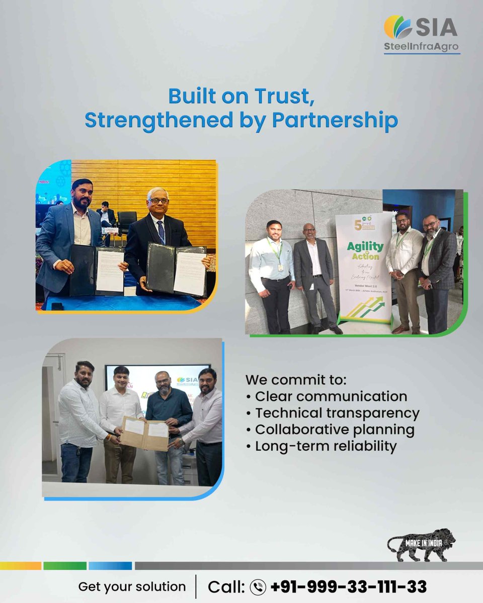 SteelInfraAgro's tweet photo. Strong partnerships don’t happen by chance. They’re built through clear conversations, honest technical guidance, and planning that looks beyond delivery.

#SIA #EngineeringPartnerships #TrustInAction #CollaborativeEngineering #PEBIndustry https://t.co/6n5EbPjiff