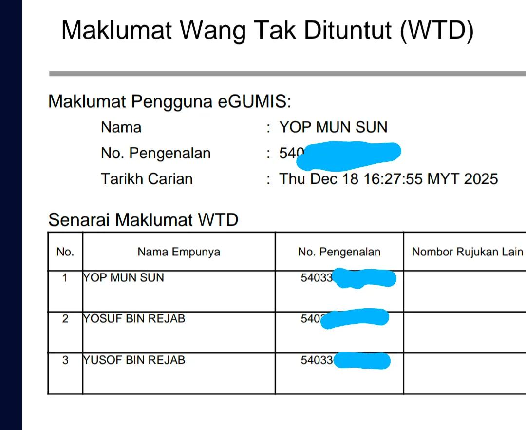 Salam. Ada sesiapa tahu dengan siapa patut saya laporkan isu Warga Asing Cina guna nombor IC arwah ayah saya? Baru tadi ahli keluarga saya semak
Mungkin pihak <a href="/jpnhqofficial/">Jabatan Pendaftaran Negara 🇲🇾</a> boleh bantu kami.
Isu ini mungkin menyebabkan dia boleh berdaftar utk mengundi dan lain2 perkara yg buruk.